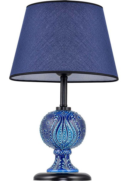 Light Sardes Çini Detaylı Seramik Abajur - Mavi Şapka / Siyah Ayak fiyatları
