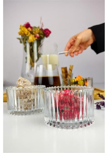 6 Parça Cam Çerezlik Sunum Reçellik Sosluk Saydam Tealight Mumluk Magnolya fiyatları