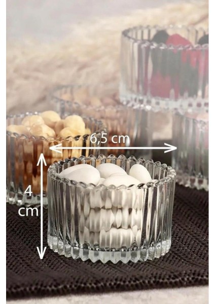 6 Parça Cam Çerezlik Sunum Reçellik Sosluk Saydam Tealight Mumluk Magnolya fırsatları