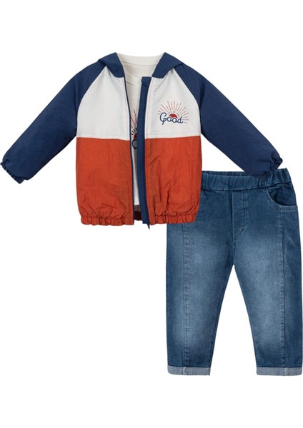 Safir Kot Pantolonlu Yağmurluklu Erkek Bebek Üçlü Takım fiyatları