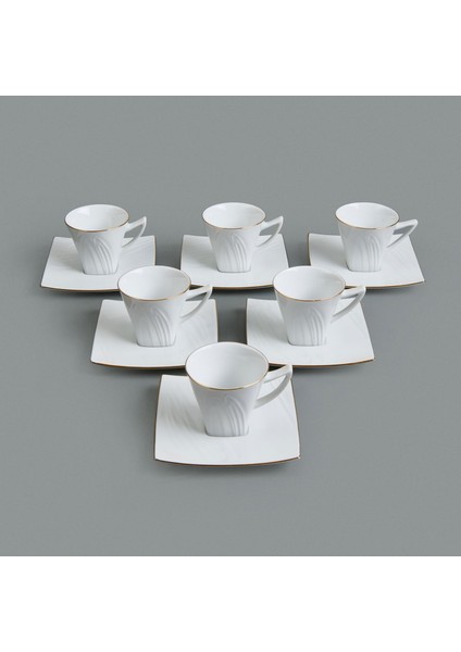 Gold Line 12 Parça Kahve Fincan Takımı - Beyaz