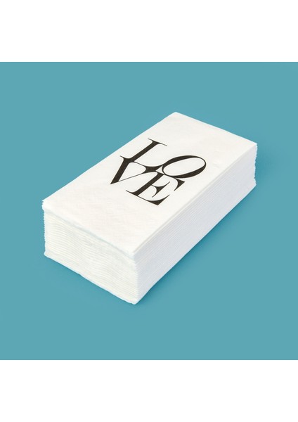 Kitchen 25'li Love Desen Peçete - Beyaz - 16X8 cm