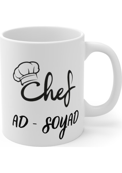 Kişiye Özel Chef Baskılı Premium Beyaz Porselen Kupa Bardak - Şef - Aşçı