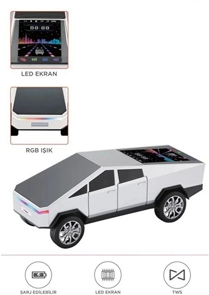 D68 Cyber Model Araba Tasarımlı Bluetooth Hoparlör 15W Güçlü Ses Rgb LED /tws/usb Beyaz