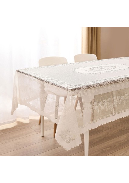 Soft Spets Masa Örtüsü - Ekru - 160X220 cm