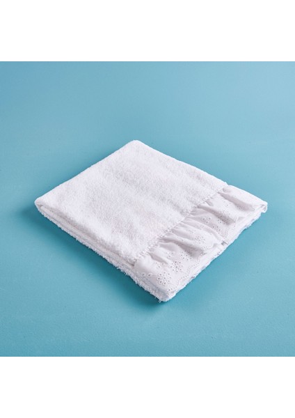 Soft Fırfırlı Yüz Havlusu - Beyaz - 50X90 cm fiyatları