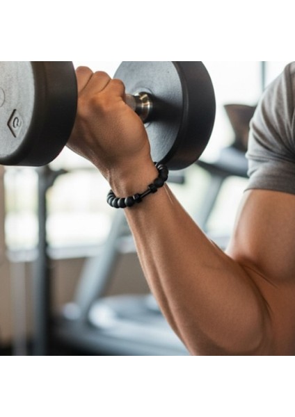 Siyah Mat Obsidyen Erkek Dambıl Bileklik - Spor Bileklik fırsatları