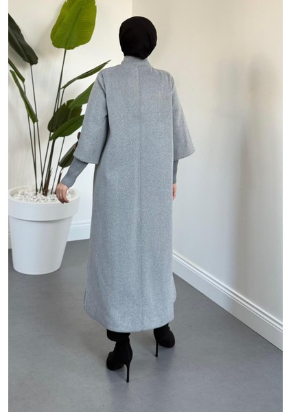 Matar Önü Çıtçıtlı Astarlı Kaşe Kaban Gri indirimleri