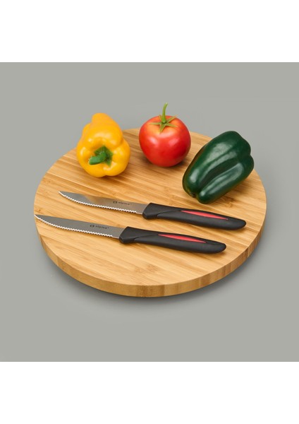 12'li Et Bıçağı Seti - Siyah / Kırmızı - 22,8 cm modelleri