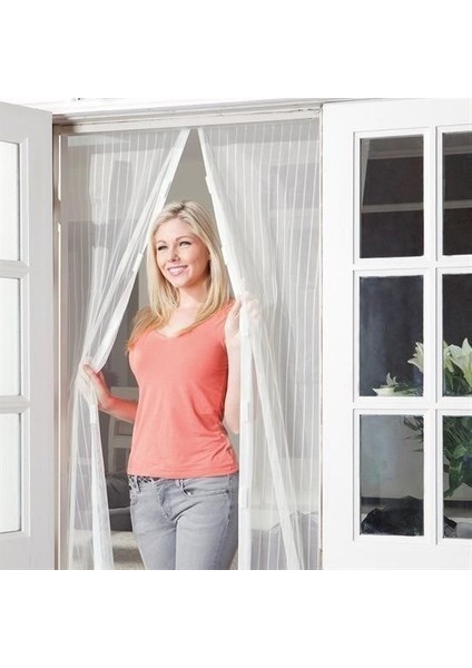 Manyetik Mıknatıslı Beyaz Kapı Pencere Sinekliği Tülü 90 x 210 cm