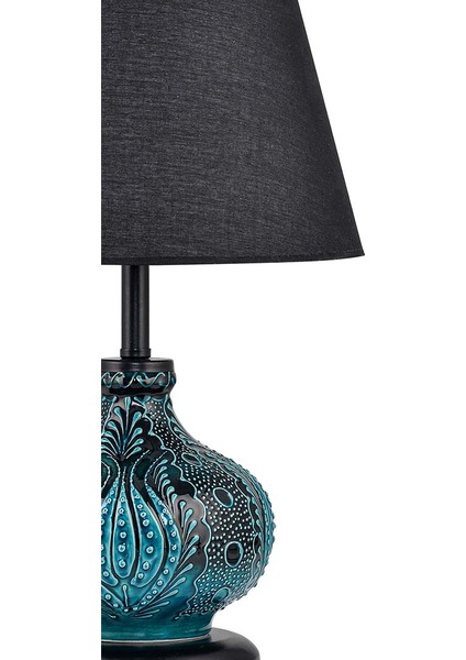 Light Patara Çini Detaylı Seramik Abajur - Siyah / Turkuaz modelleri