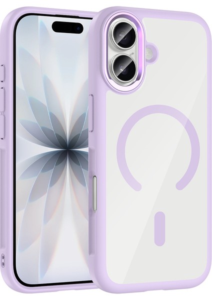 iPhone 17 Kılıf M-Safe Şarj Özellikli Metal Kamera Çerçeveli Zore Tiko Kapak - Lila