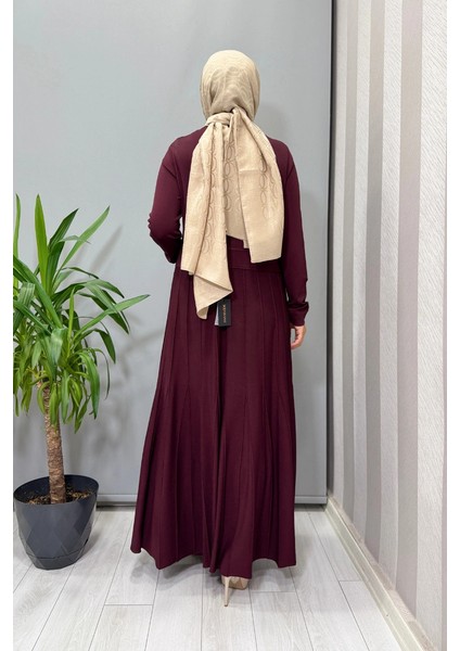 Örgü Teknikli Triko Elbise Bordo T25PF-4001 modelleri