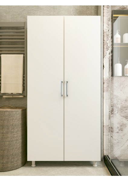 Çok Amaçlı Dolap Beyaz Banyo Düzenleyici Kiler Dolabı Kova Süpürge Deterjan Dolabı Krom modelleri