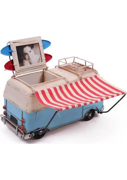 Dekoratif Metal Minibüs Çerçeveli,kalemlik Tenteli