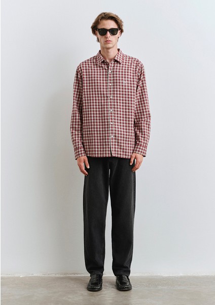 MV Baskılı Kareli Kırmızı Gömlek 0211686-90909