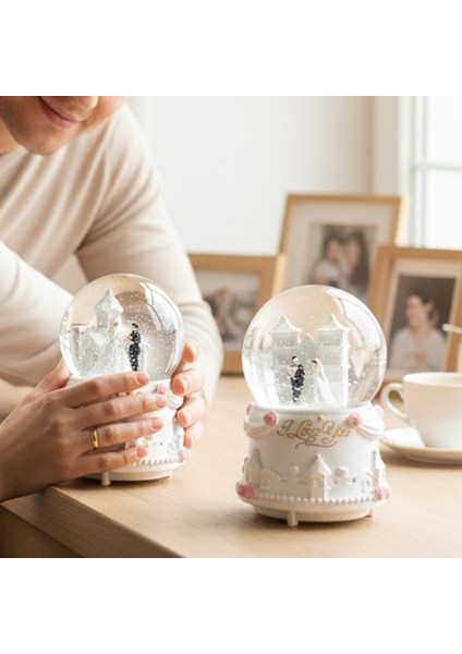 Gelin Damat Temalı Orta Boy Işıklı Müzikli Kar Küresi