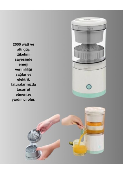 Yzlal USB Şarjlı Mini Meyve Sıkacağı – Çift Bıçaklı, Güvenlik Kilitli indirimleri