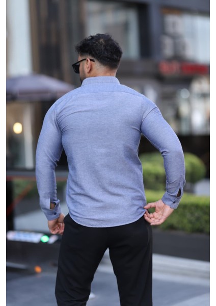 Saklı Düğmeli Slim Fit Klasik Yaka Uzun Kol Pamuk Gömlek fiyatları