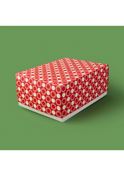 Deco Puantiyeli Hediye Kutusu - Kırmızı - 36X26X15 cm