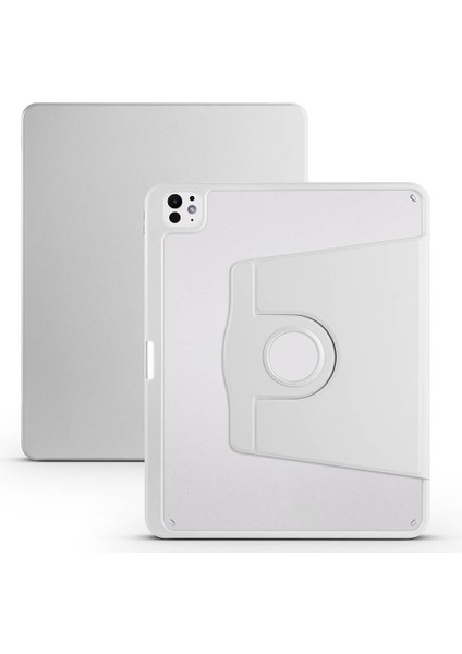 iPad Pro 13 2025 M5 Kılıf Mkst Termik Kalem Bölmeli Dönebilen Standlı Kılıf - Gri
