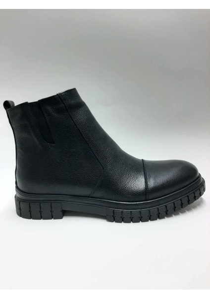 Hakiki Deri Içi Tüylü Esnek Kauçuk Tabanlı Fermuarlı Postal Kışlık Erkek Bot C-9740067ATC