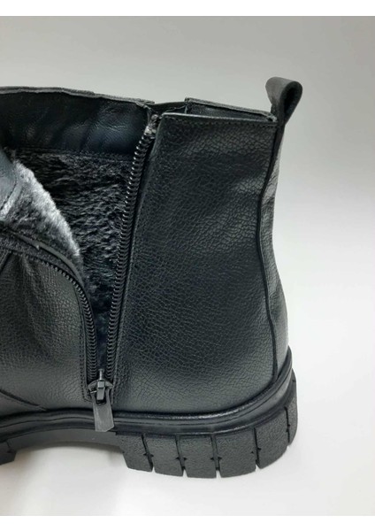 Hakiki Deri Içi Tüylü Esnek Kauçuk Tabanlı Fermuarlı Postal Kışlık Erkek Bot C-9740067ATC indirimleri