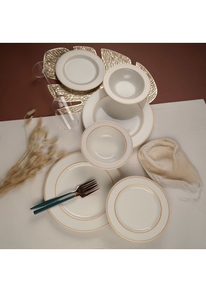 Altın File Bonsai 18 Parça Yemek Seti - Ekru fiyatları