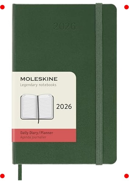 12 Ay Günlük Ajanda, Cep Boy, Sert Kapak - Mersin Yeşili