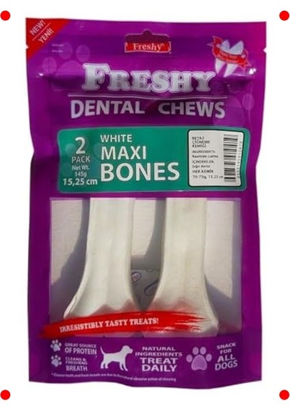 Beyaz Press Deri Köpek Çiğneme Kemiği 2 Adet 70-75GR