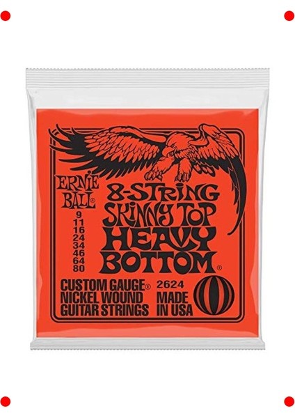 8 Telli Elektro Gitar Telleri 9-80 (Sıska Üst, Ağır Alt)