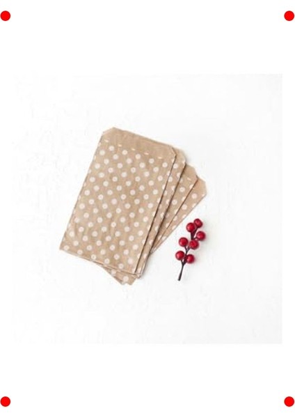 Puantiye Desenli Kraft Kağıt Kese 50 Adet 11X20 cm