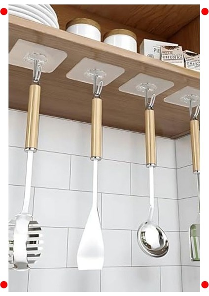 5'li Şeffaf Güçlü Yapışkan Duvar Askısı Kanca Seti