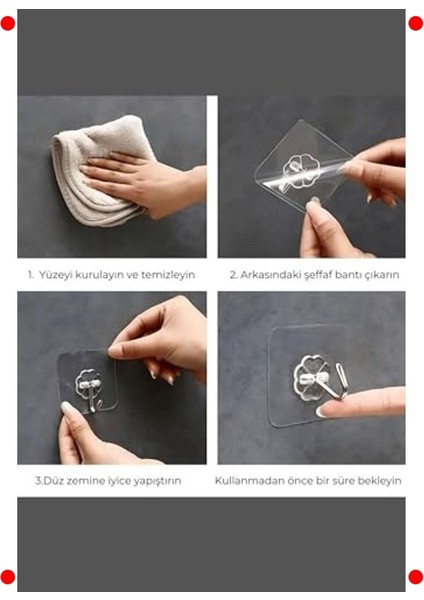 5'li Şeffaf Güçlü Yapışkan Duvar Askısı Kanca Seti fırsatları