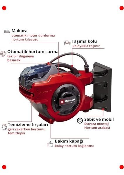Akülü Otomatik Hortum Makarası - 180° Dönebilen fiyatları