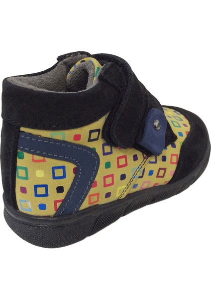 1001 Ridente Siyah Sarı Baskı Bebe Erkek Çocuk Bot % 100 Deri Cırtlı fırsatları