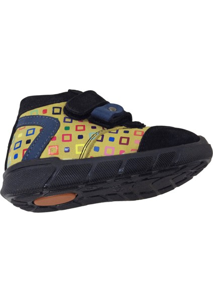 1001 Ridente Siyah Sarı Baskı Bebe Erkek Çocuk Bot % 100 Deri Cırtlı indirimleri