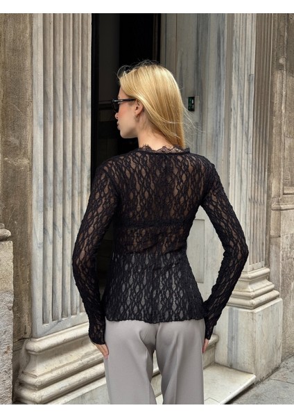 Kadın Bisiklet Yaka Full Esnek Dantel Bürümcük Spor Şık Tasarım Asimetrik Kesim Gece Bluzu modelleri