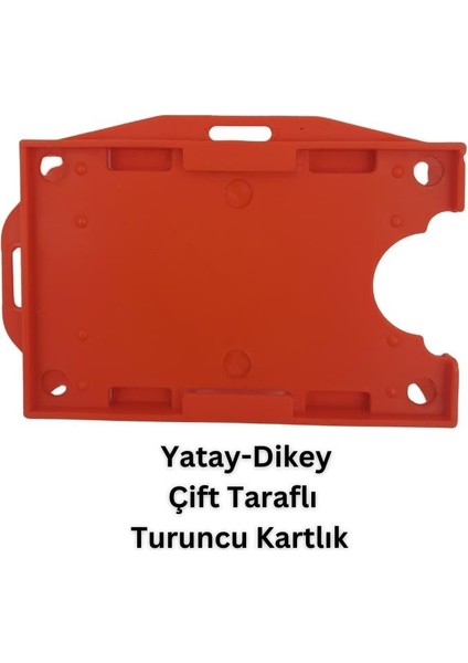 Turuncu Yatay Dikey Çift Taraflı Kart Koruyucu