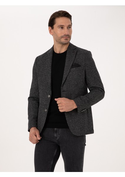 Erkek Siyah Slim Fit Bisiklet Yaka Triko T-Shirt 50309840-VR046