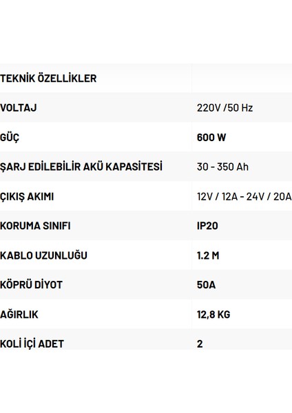 Rodex RDX508 - 12 ve 24 Volt Akü Şarj Cihazı 30-350 Amper fiyatları