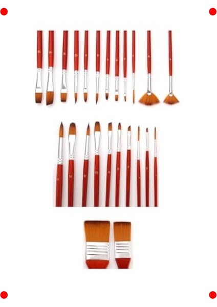 Kırmızı 24 Parçalı Profesyonel Sanat Fırça Seti modelleri