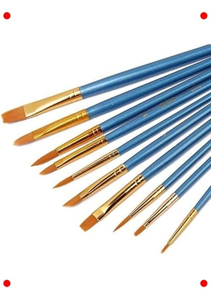 Sanatçı Fırçası Seti (10 Adet) Naylon Uçlu Çok Yönlü