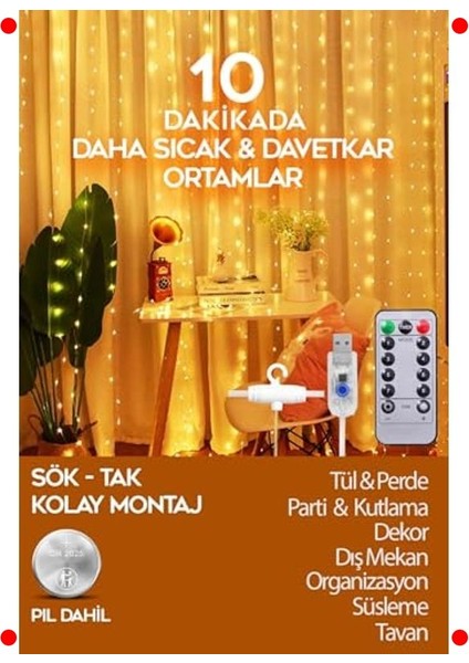 3X3M Kumandalı Animasyonlu LED Perde Işık indirimleri