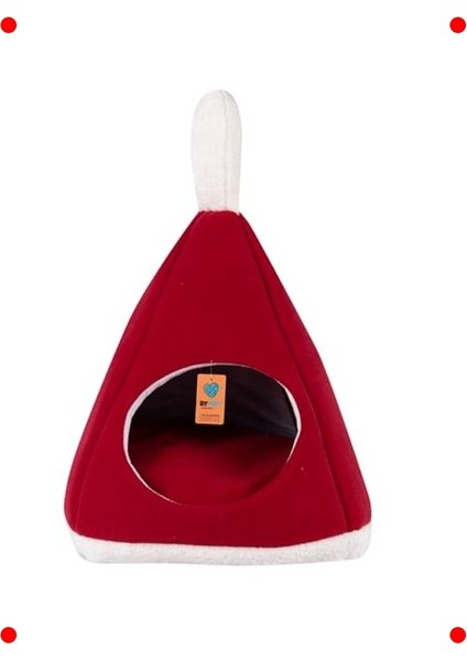 Piramit Şekilli Kedi Yatağı - Rahat ve Şık Kırmızı