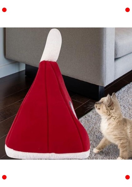 Piramit Şekilli Kedi Yatağı - Rahat ve Şık Kırmızı fırsatları