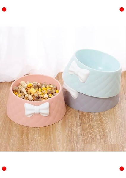 Kedi & Köpek Papyon Desenli Mama ve Su Kabı (Pembe) modelleri