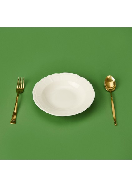 Porselen Tiffany Yemek Tabağı - Krem - 21 cm