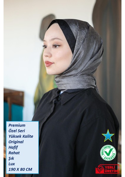 Hint Ipek Premium Lux Original Monogram Şal (Ipek Vual, Özel Seri, Yüksek Kalite, Hafif, Rahat, Şık, Tesettür Giyim, Shawl, Hijab)