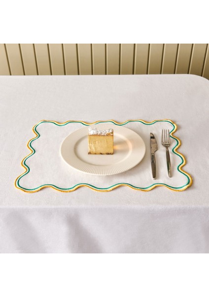 Soft Nonna Amerikan Servis - Hardal / Yeşil - 30X50 cm